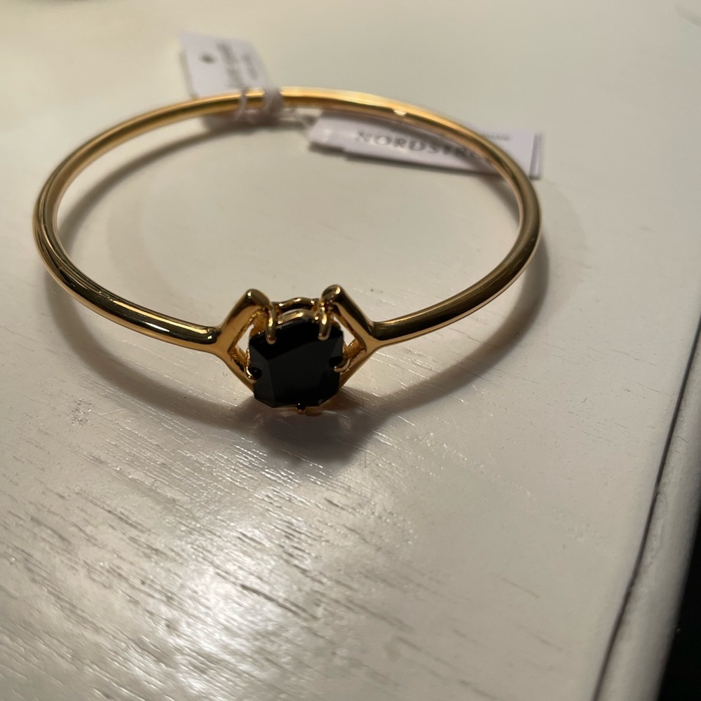 NWT Kate Spade gold bracelet with black opal stone